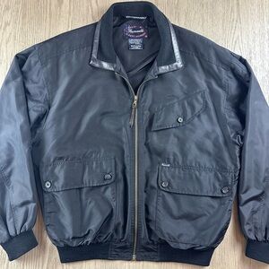 Vintage 90s Utility Bomber Jacket Black Boxy Minimalist Faconnable M